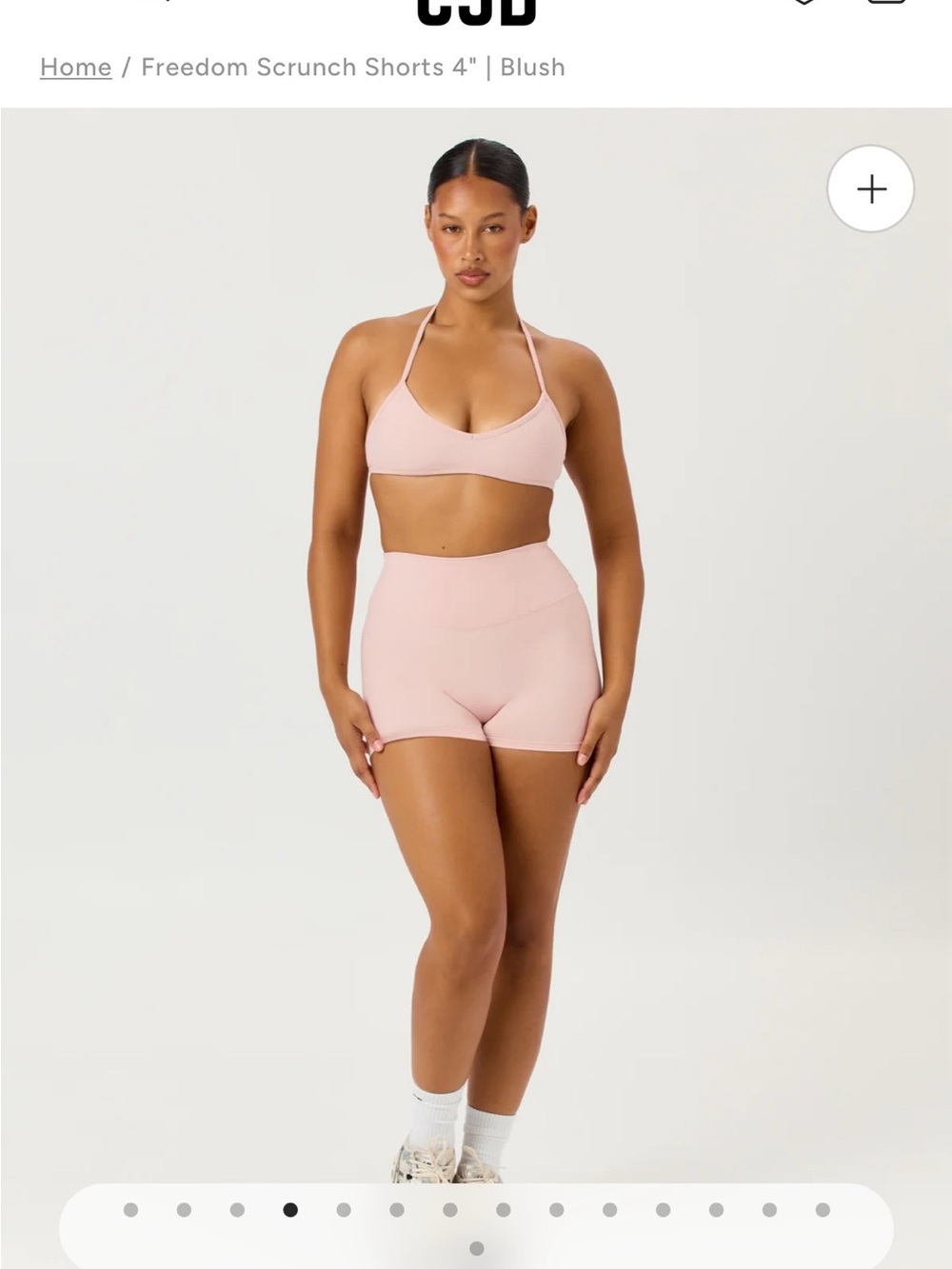 CSB Pink Ruched Bike Shorts and Bralette Set - Women's Activewear - Picture 3 of 5